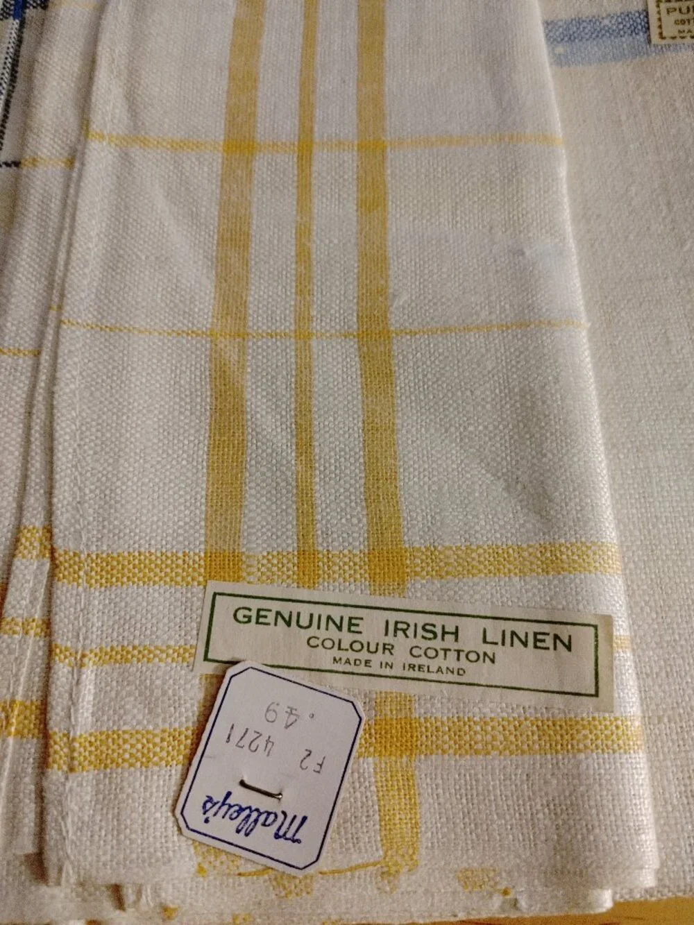 Vintage Brand New Genuine Irish Linen Colour Cotton Made in Ireland